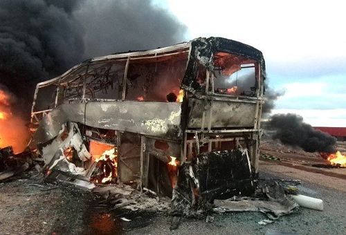 Havarovaný autobus v Maroku.