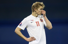 Martin Ödegaard v dresu norské reprezentace.