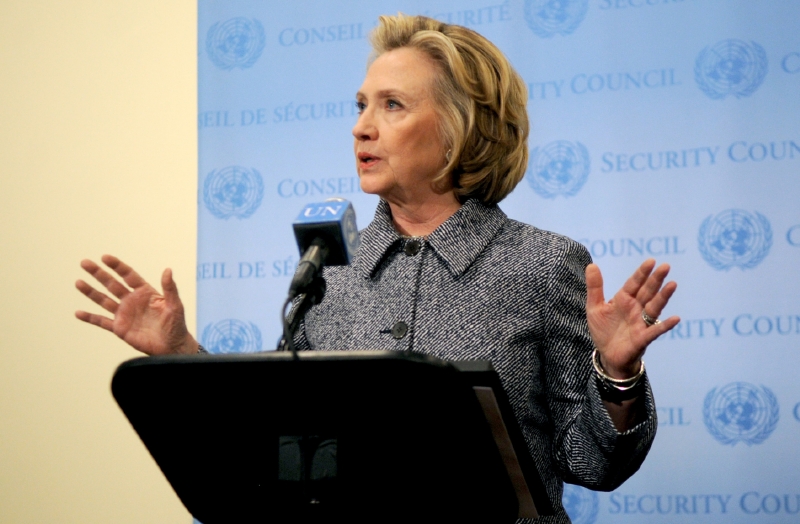 Kandidátka na prezidentku USA a bývalá ministryně zahraničí Hillary Clintonová.