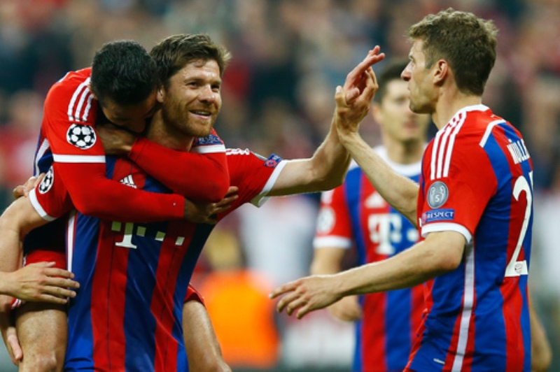 Radost fotbalistů Bayernu Mnichov.