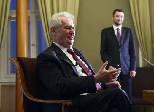 Prezident Miloš Zeman (vlevo) a jeho mluvčí Jiří Ovčáček.