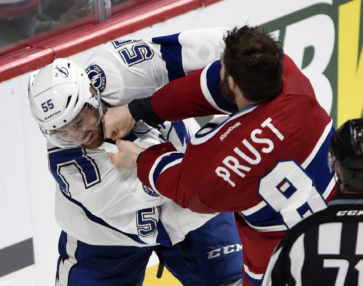 Momentka z utkání Montreal - Tampa Bay.