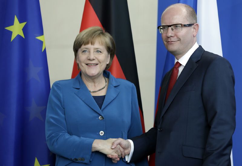 Německá kancléřka Angela Merkelová a premiér ČR Bohuslav Sobotka.