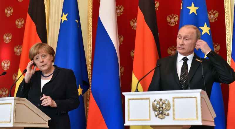 Německá kancléřka Angela Merkelová a ruský prezident Vladimir Putin.