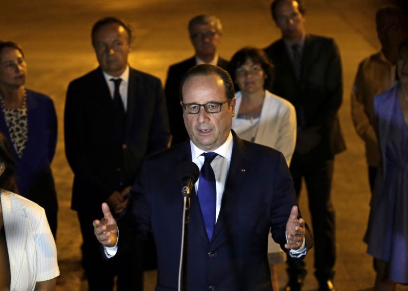 Francouzský prezident Hollande při svém projevu v Havaně.
