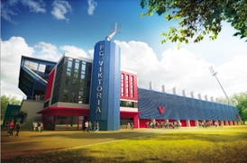 Vizualizace rekonstrukce plzeňského stadionu.
