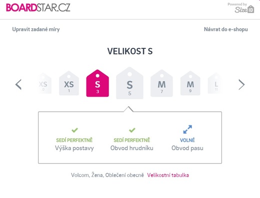 SizeID v e-shopu Boardstar.cz.