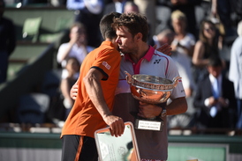 Dva fináloví hrdinové - Novak Djokovič (vlevo) a Stan Wawrinka.