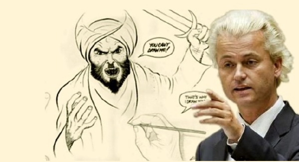 Wilders a karikatury Mohameda.
