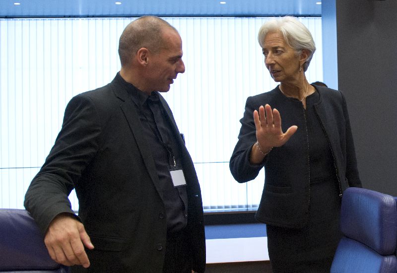 Ředitelka Mezinárodního měnového fondu Christine Lagardeová a řecký ministr financí Yanis Varoufakis.