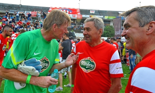 Někdejší hráči Zbrojovky Brno Josef Hron, Karel Kroupa a Petr Vokřál (zleva).