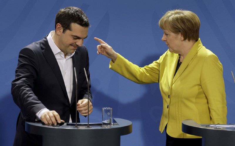 Řecký premiér Alexis Tsipras a německá kancléřka Angela Merkelová.