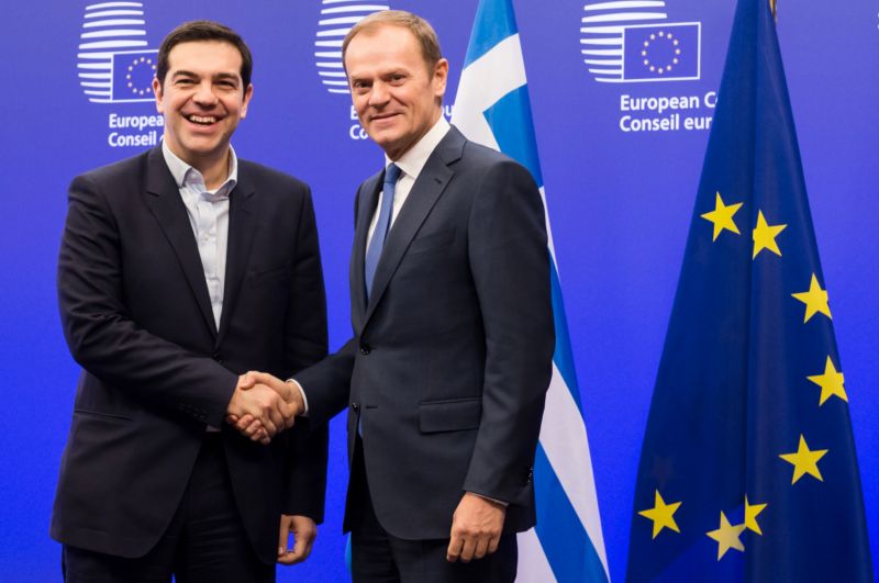 Donald Tusk a Alexis Tsipras.