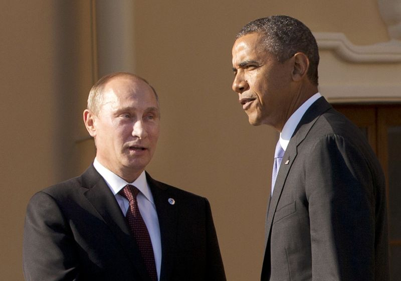 Vladimir Putin a Barack Obama.