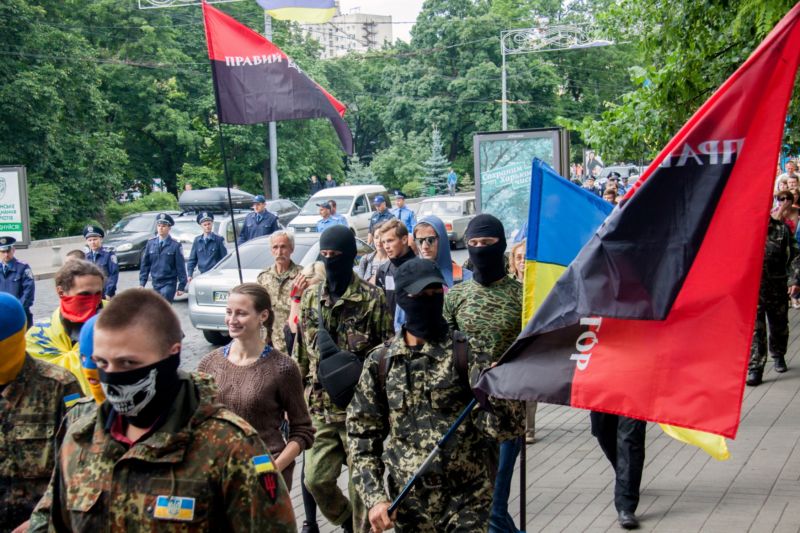 Aktivisté Pravého sektoru na Ukrajině. Aktivisté Pravého sektoru na Ukrajině.