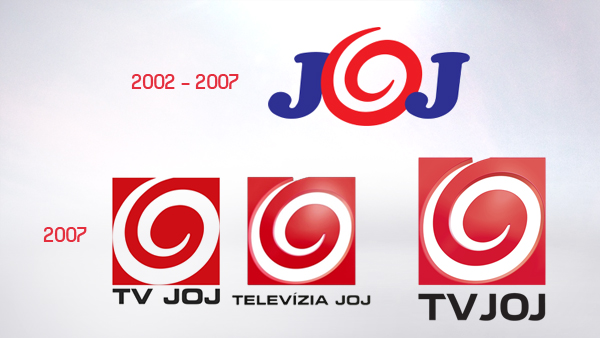 Vývoj loga televize Joj (zdroj mediaboom.sk).