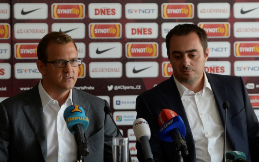 Majitel Sparty Daniel Křetínský (vlevo) a nový generální ředitel Adam Kotalík.