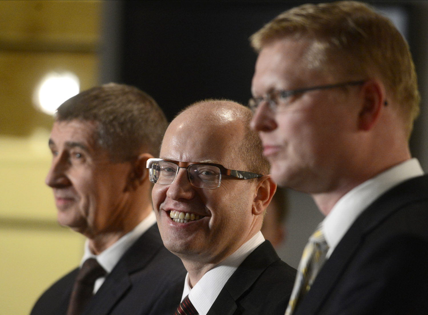 Andrej Babiš, Bohuslav Sobotka a Pavel Bělobrádek.