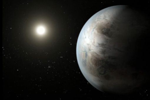 Computerová animace exoplanety Kepler-452b.