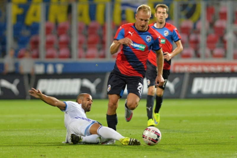 Momentka z utkání Viktorie Plzeň s Maccabi Tel Aviv.