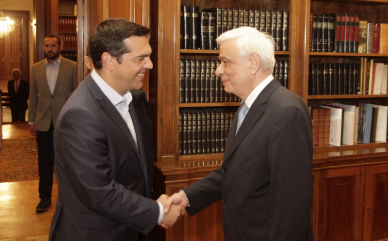 Odstupující řecký premiér Tsipras s řeckým prezidentem. 