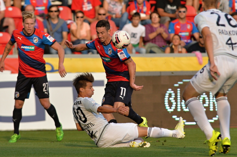 Fotbalisté Plzně v utkání se Sigmou Olomouc.