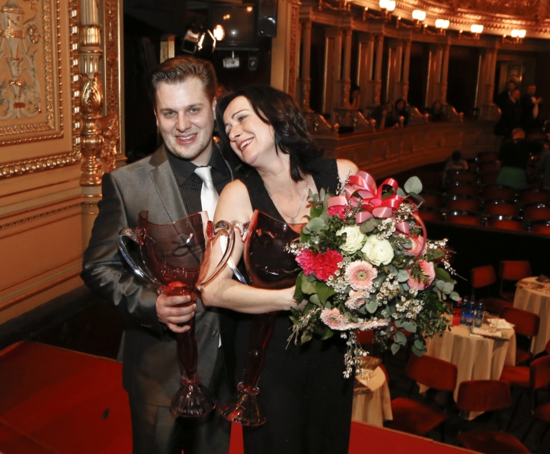 Tomáš Savka a Hana Fialová na předávání cen Thálie.