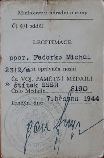 Legitimace podporučíka Fedorka.