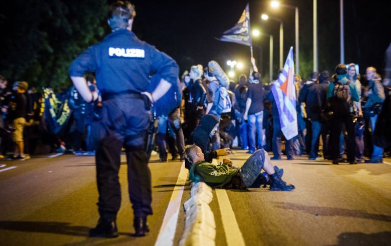 Demonstranti v Heindenau. Demonstranti v Heindenau.