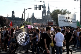 Demonstrace na podporu uprchlíků v saských Drážďanech.