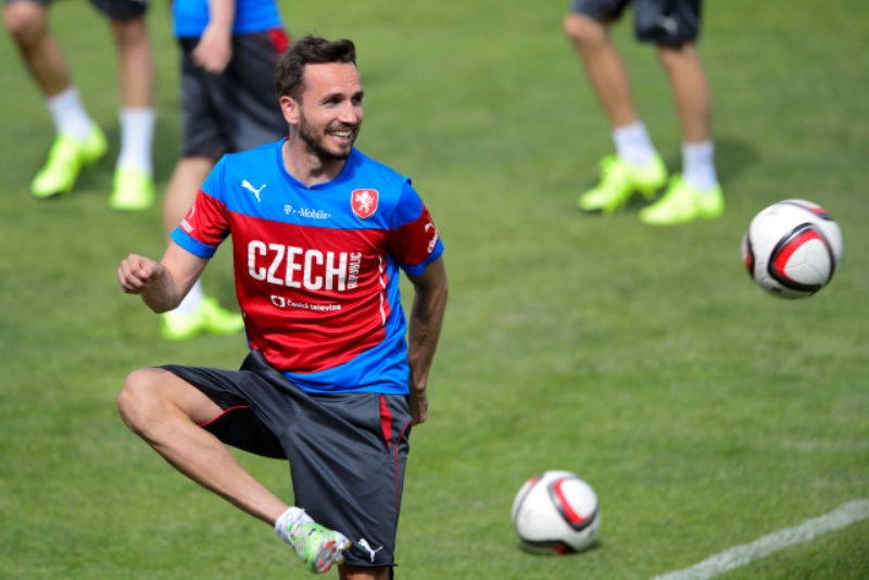 Tomáš Sivok na tréninku české reprezentace.