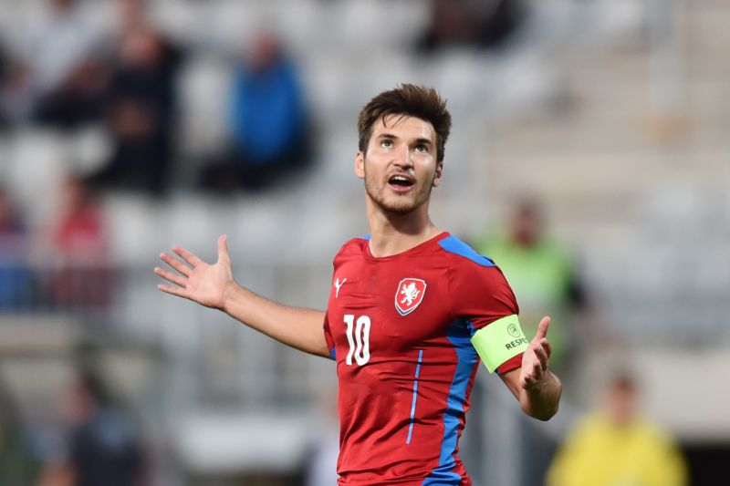 Utkání kvalifikace na mistrovství Evropy 2017 fotbalistů do 21 let, skupina 1, ČR - Malta, 4. září v Jablonci nad Nisou. Michal Trávník z Česka.