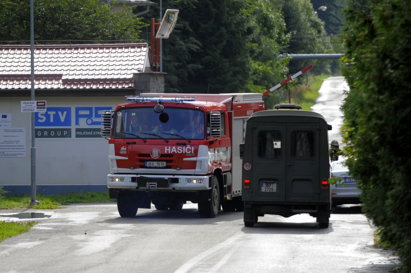 Hasiči u strojíren v Poličce.