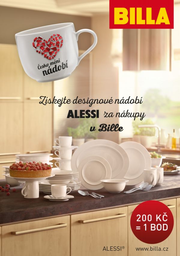 Stolní nádobí a příbory značky Alessi v Bille.