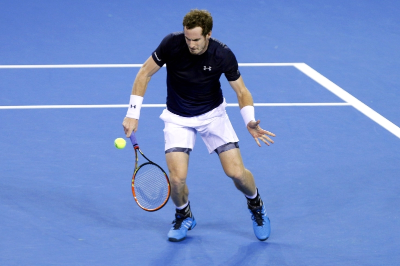 Andy Murray v utkání Davis Cupu proti Austrálii.