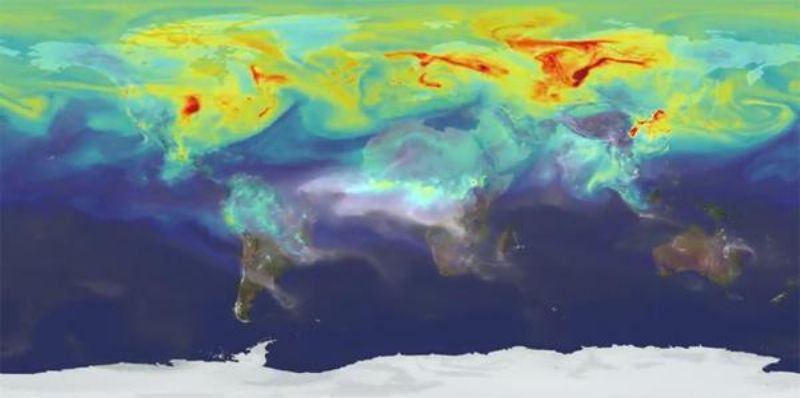 Mapa světa s vyznačením emisí CO2. Mapa světa s vyznačením emisí CO2.