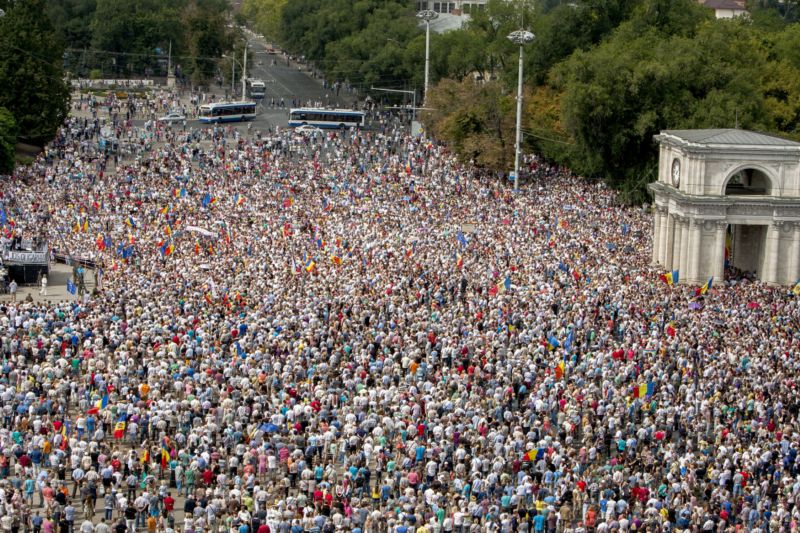 Demonstrace proti vládě v Moldávii.
