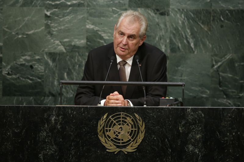 Miloš Zeman během svého projevu na Valném shromáždění OSN.