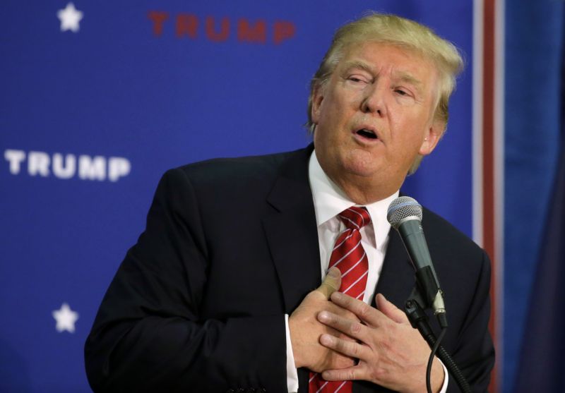 Donald Trump při svém předvolebním proslovu.