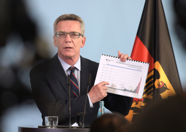 De Maizière chce, aby unie po naplnění kvót další běžence nepřijímala. De Maizière chce, aby unie po naplnění kvót další běžence nepřijímala.