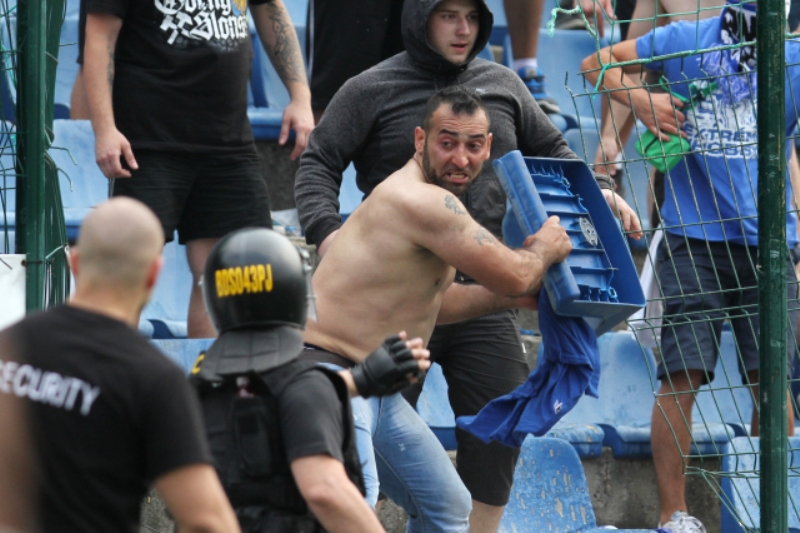 Jeden z fanoušků Baníku Ostrava.