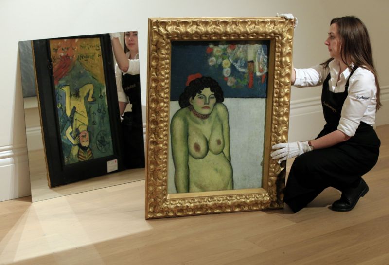 La Gommeuse. Picassův obraz z přední i zadní strany. La Gommeuse. Picassův obraz z přední i zadní strany.
