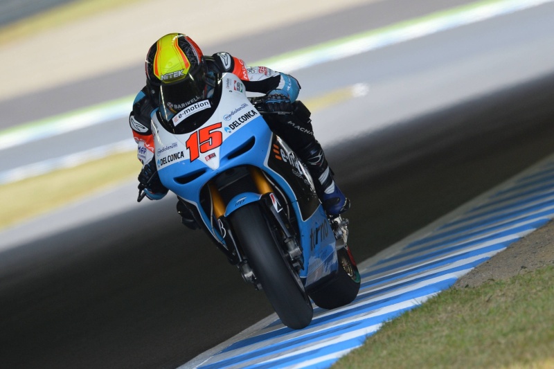 Motocyklový jezdec Alex de Angelis.