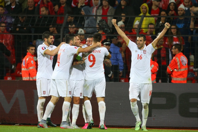 Radost fotbalistů Albánie. Radost fotbalistů Albánie.