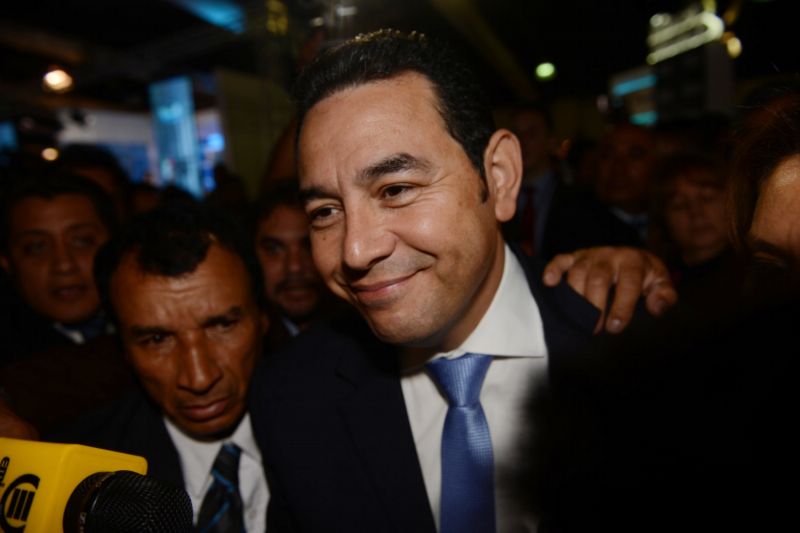 Čerstvě zvolený prezident Jimmy Morales. Čerstvě zvolený prezident Jimmy Morales.