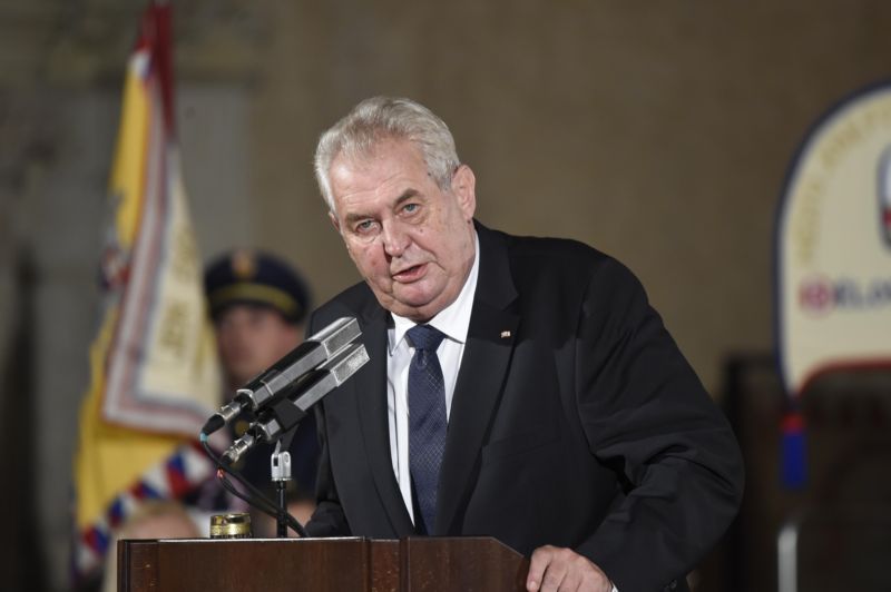 Prezident Miloš Zeman při úvodním projevu slavnostního ceremoniálu.