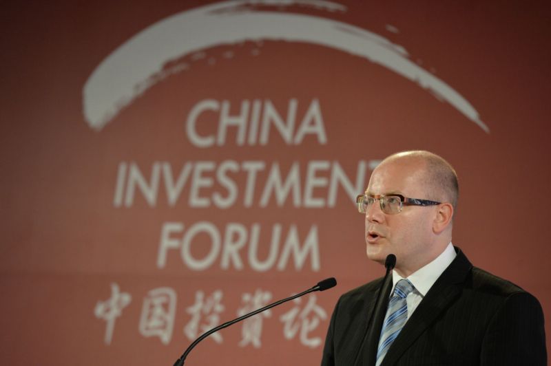Premiér Bohuslav Sobotka na Čínském investičním fóru.
