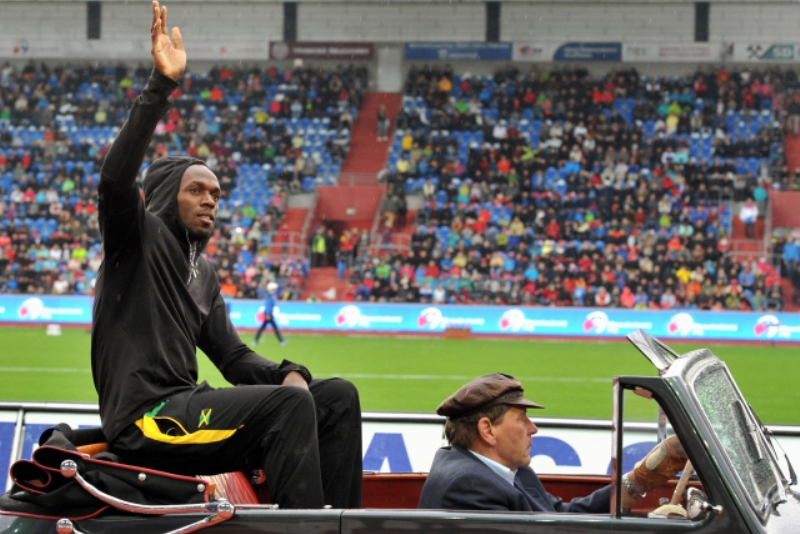 Usain Bolt na Zlaté tretře v Ostravě.