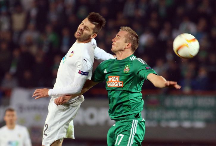 Momentka z utkání Viktoria Plzeň - Rapid Vídeň (1:2).