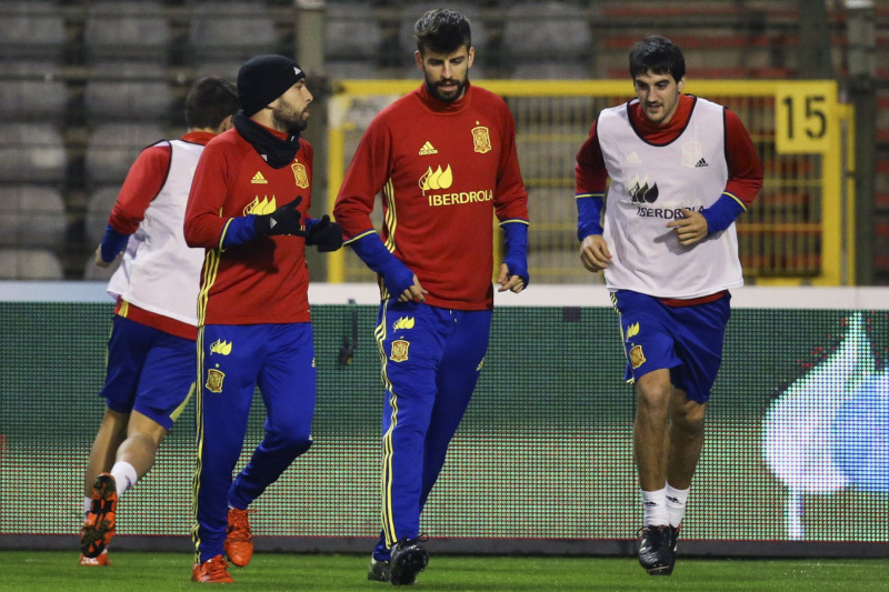 Přípravy fotbalistů Španělska na utkání s Belgií. Přípravy fotbalistů Španělska na utkání s Belgií.
